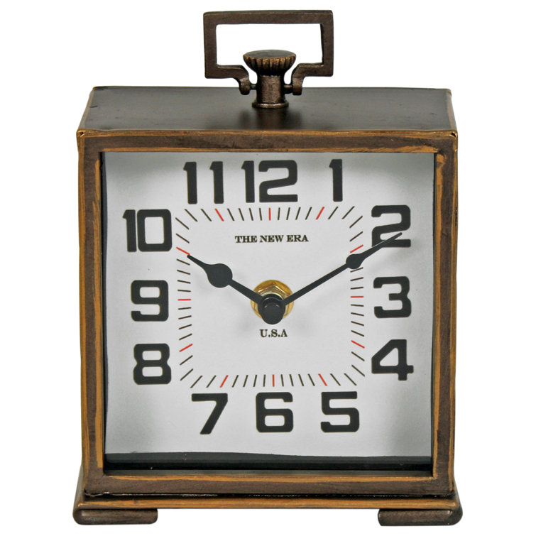 Borough Wharf Antique Analog Metal Quartz Tabletop Clock in Bronze